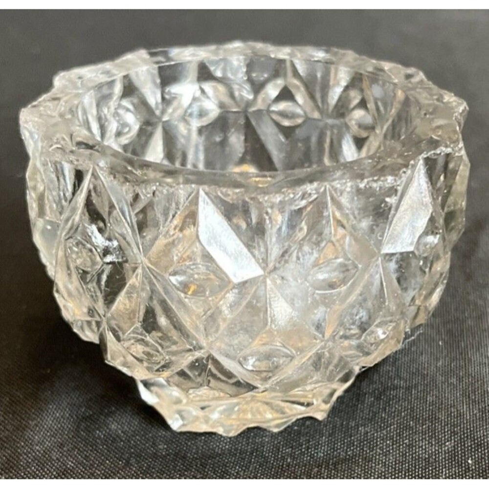 Stunning Antique Flint Glass Master Salt Cellar Flattened Sawtooth Diamonds - Picture 2 of 9
